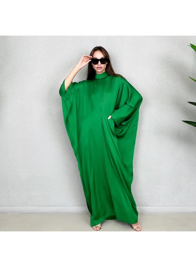 QABEELA RAM23 JAMILA HIGH NECK BAMBOO SILK SATIN KAFTAN - Image 2